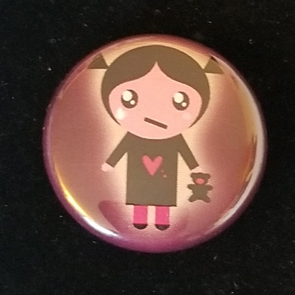 NWT Pin LIttle Girl Black Teddy Bear Red Heart